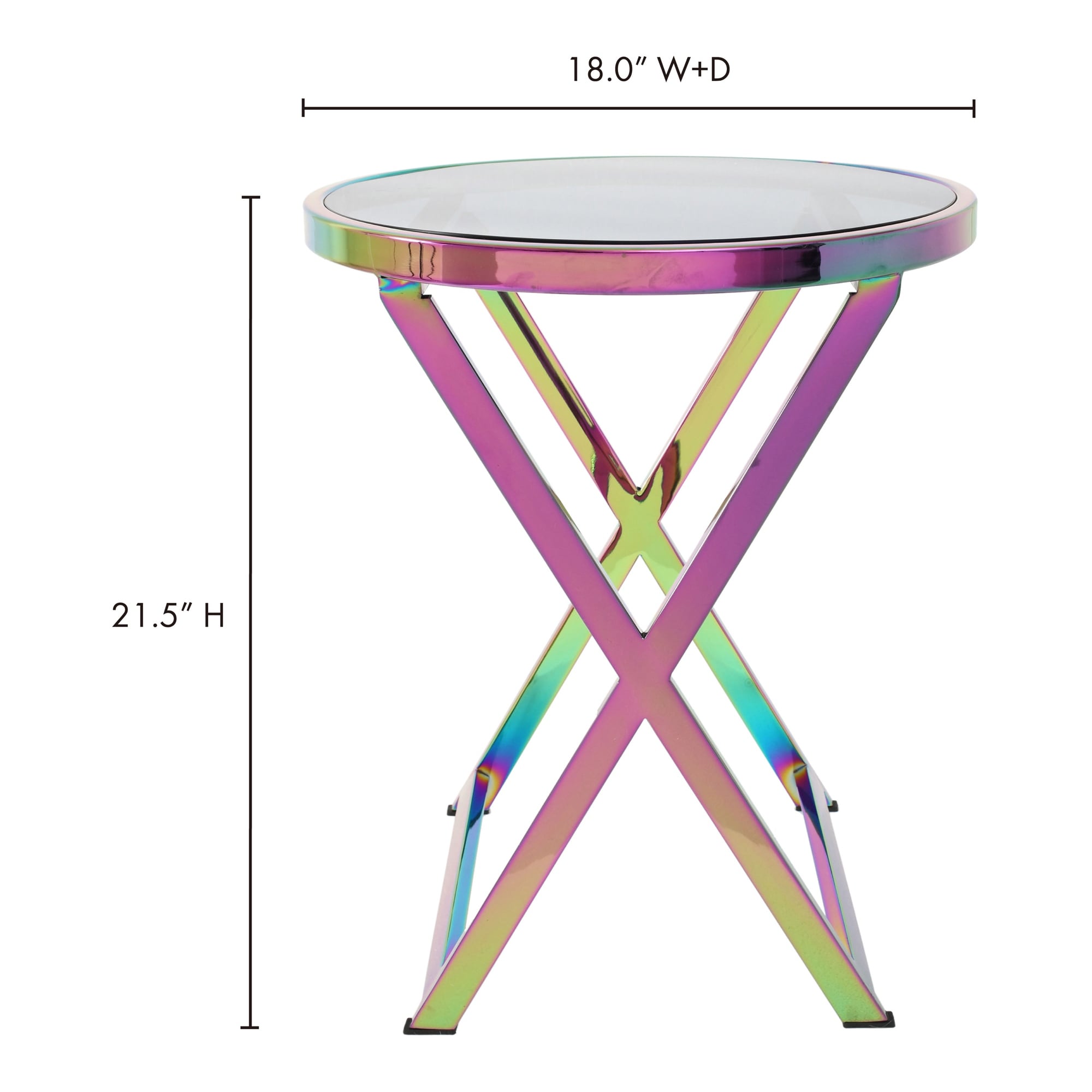 Aurelle Home Modern Raindbow Holographic Glass Top Accent Table Overstock 32044178