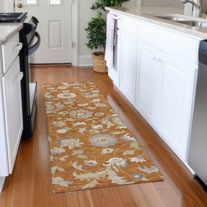 Premium Washable Super Soft Traditional Evie Mayfield Rug - Paprika - 2'3" x 7'6"