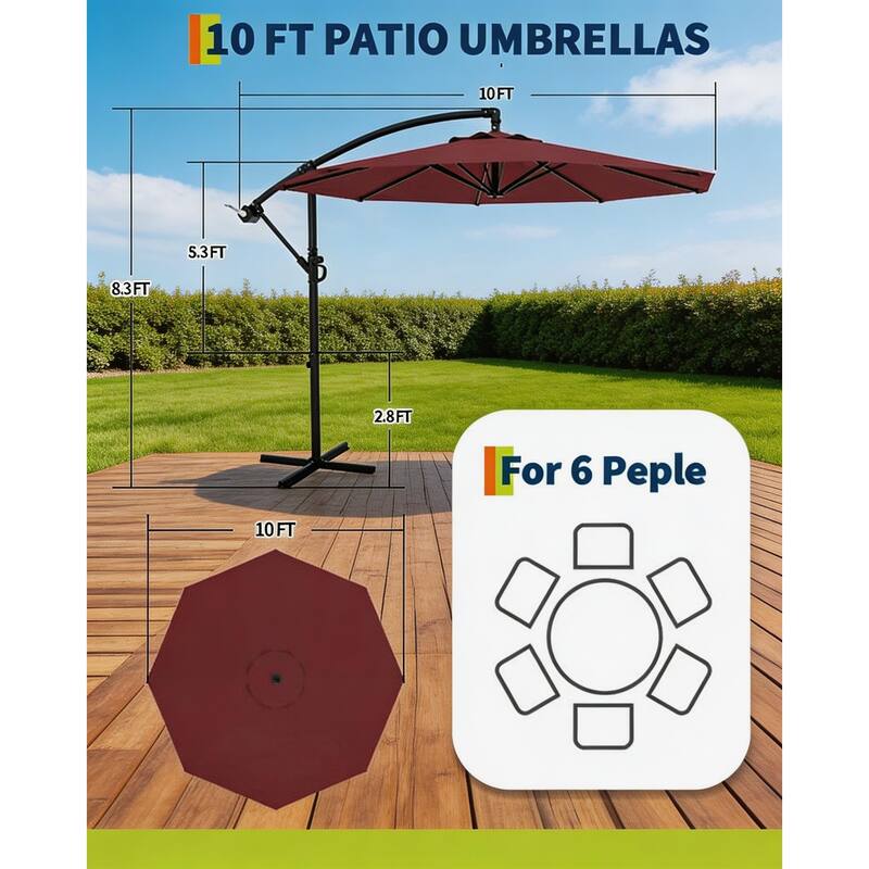 10 ft offset patio umbrella, with solar lights