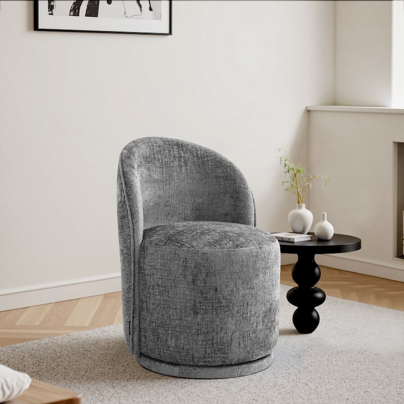 UIXE Modern Upholstered Swivel Armless Side Dining Chairs - Grey/CHENILLE