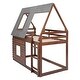 preview thumbnail 11 of 12, House Design Wood Bunk Bed with Slide and Window for Entertainment in Safety Guaranteed, Brown, Grey
