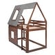 preview thumbnail 11 of 9, Wood Twin Size House Bunk Kids Bed with Roof, Ladder, Guardrails & 2-Windows for Bedroom, Easy to Assemble, Oak & Smoky Grey