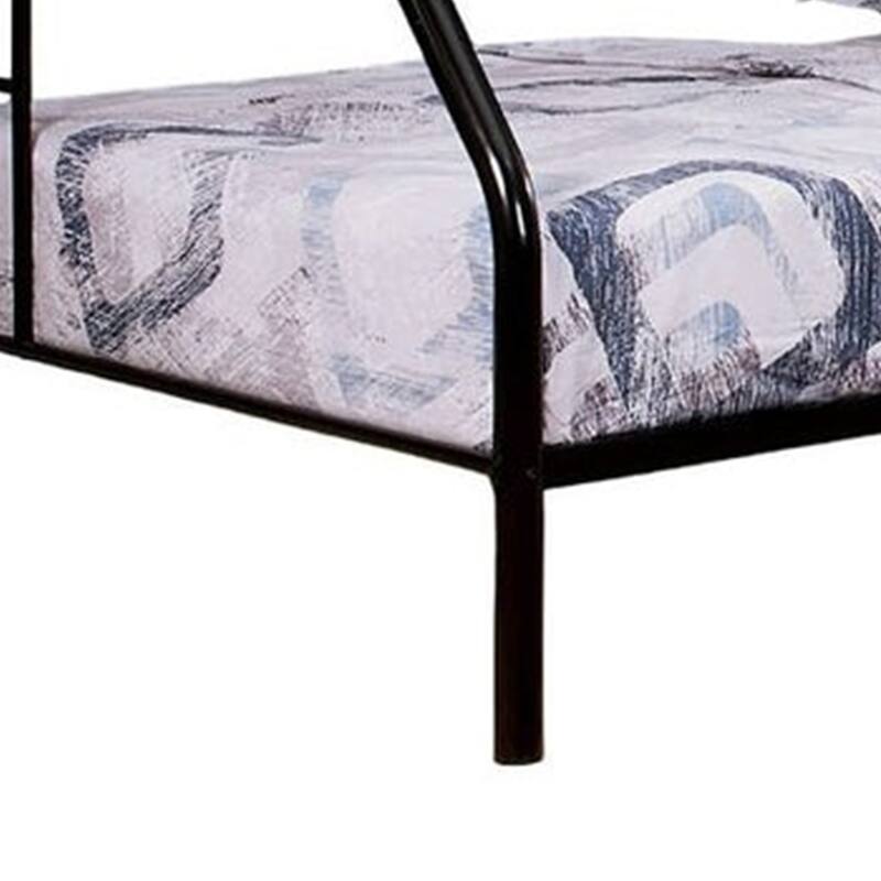 Fegy Twin over Full Bunk Bed with Ladder and Rails, Black Metal Frame