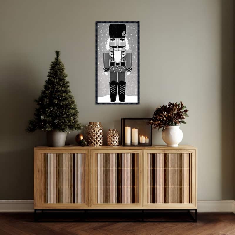 Nutcracker I Gray by Ryan Fowler (14 x 27 in.), Framed Canvas Wall Art Print - Sylvie Beaded Black