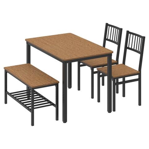 Teraves Dining Table Set with 2 Chairs and a Bench Console Table with Storage for Home Kitchen Entryway