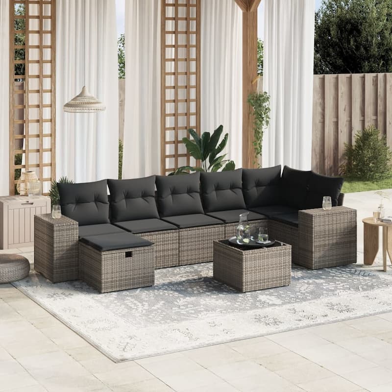 vidaXL Garden Sofa Set - Grey 8 Piece Set