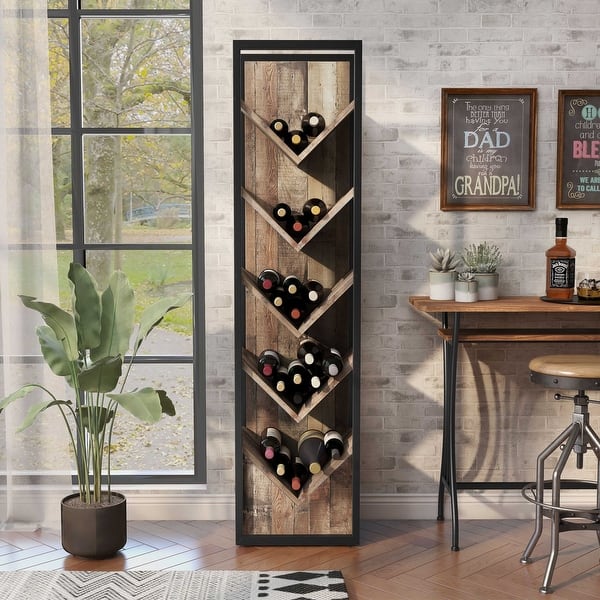 DH BASIC Industrial Metal Vcut 5shelf Compact Wine Rack by Denhour