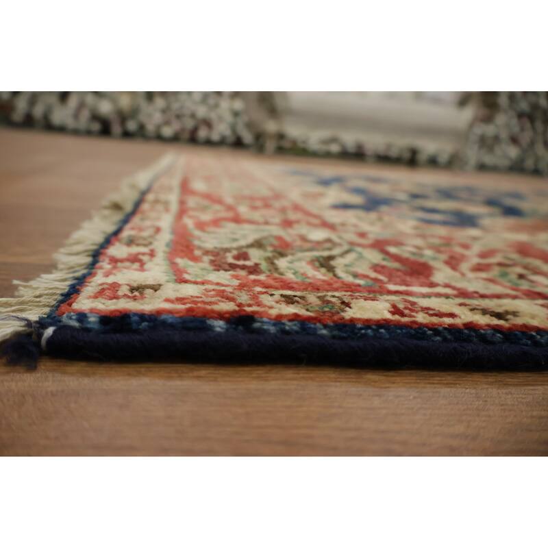 Hand Knotted Oriental 100% Wool Carpet Traditional All-Over Navy Blue & Blues Ziegler Area Rug - 5' 10'' X 4' 1''