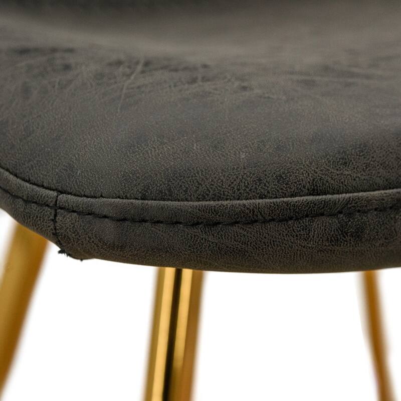 Markley Leather Dining Chair Set of 2 With Gold Metal Legs Modern Accent Side Chair