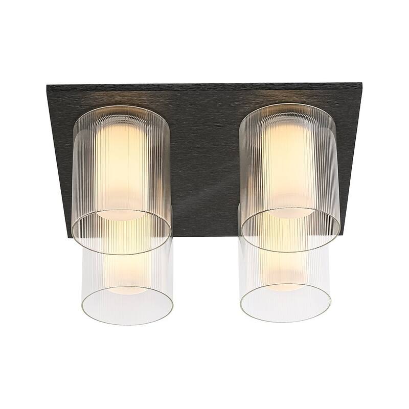 Scandinavian 4-Light Glass Dimmable LED Semi Flush Mount 13.8in