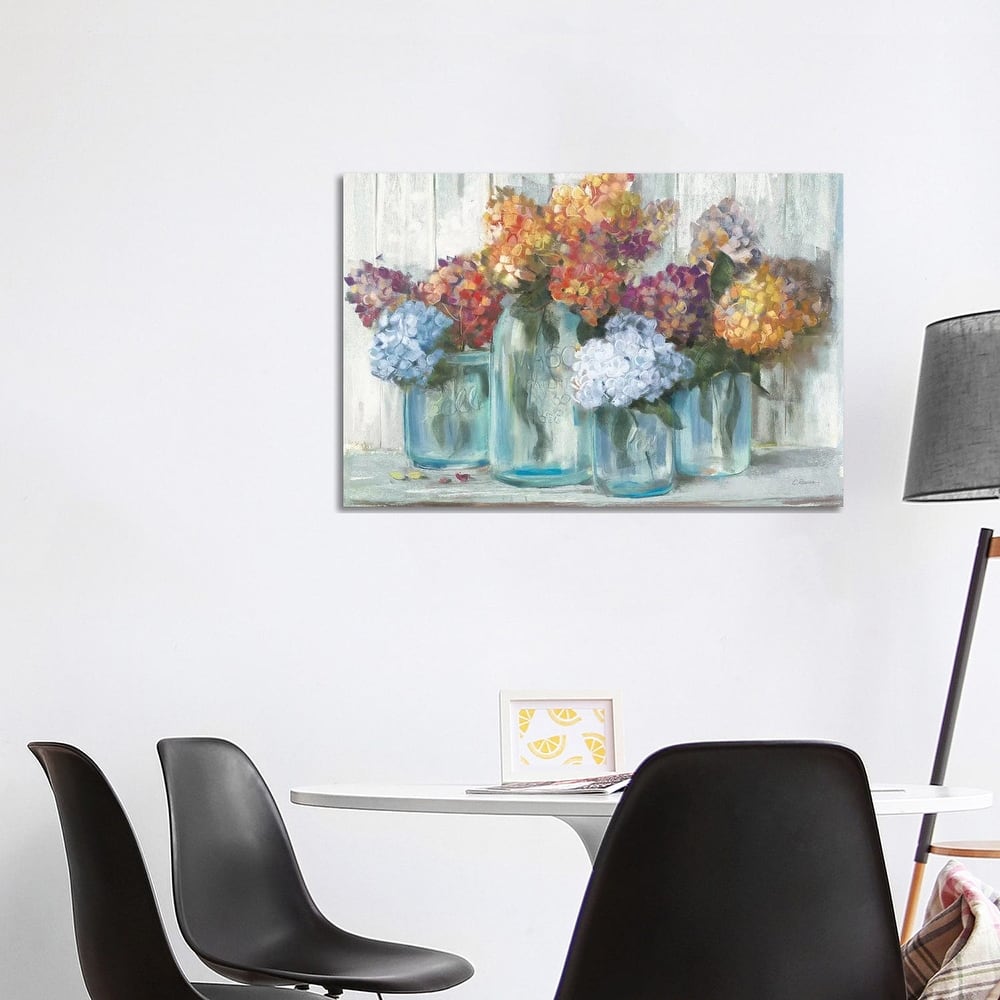 iCanvas "Fall Hydrangeas In Glass Jar Crop" by Carol Rowan Canvas Print