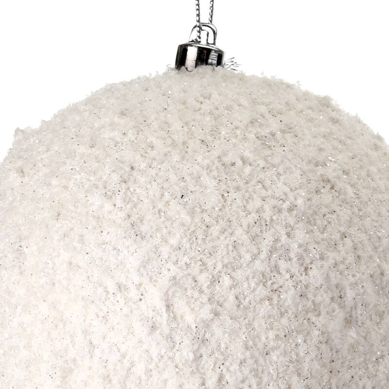 6" Frosted Texture Snowball Ornament Set of 4