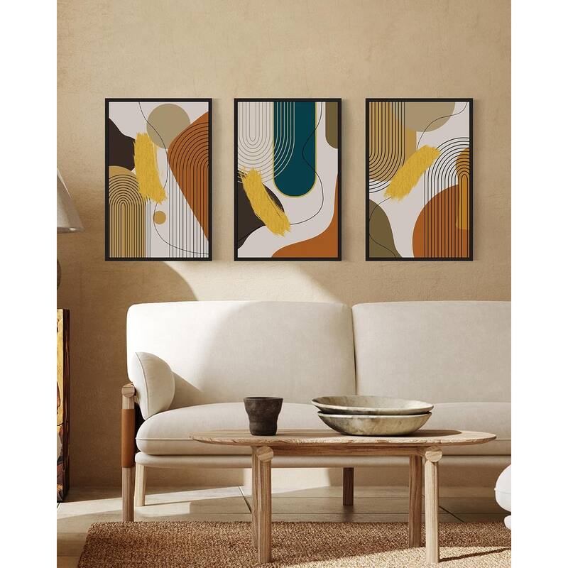 Abstract Framed Wall Art Modern Minimalist Luxury Gold Line Artwork