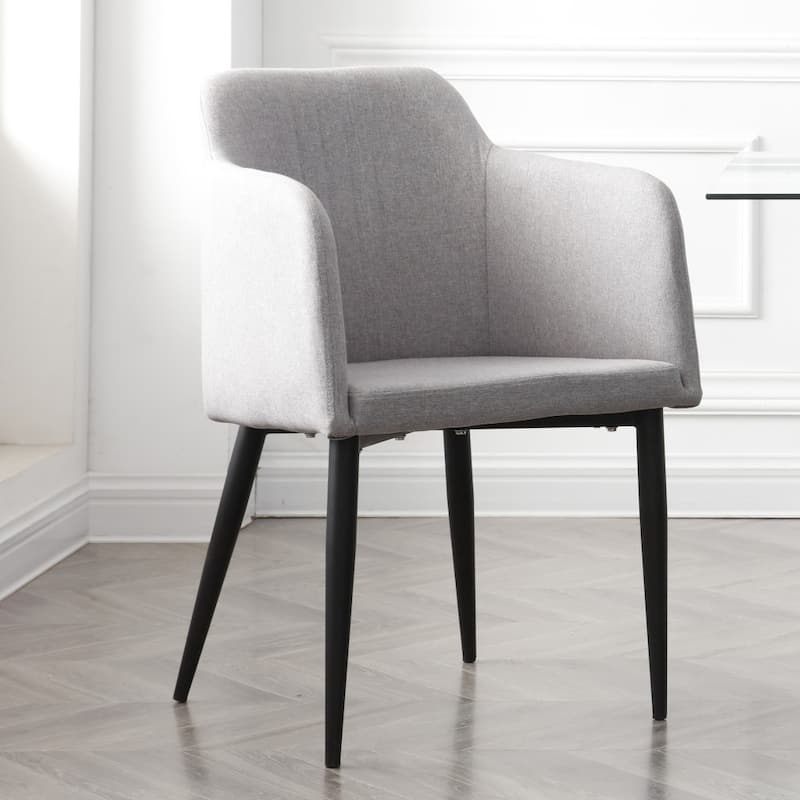 Set of 2 23-inch Arm Chairs with Black Metal Legs and Tufted Back - 23” x 21” x 36.5”