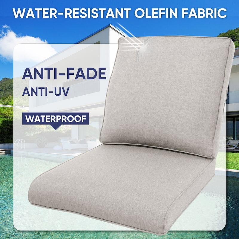 Outdoor Chair Cushion 25 x 22 Inch Cushions for Chair - Beige-1 Pair