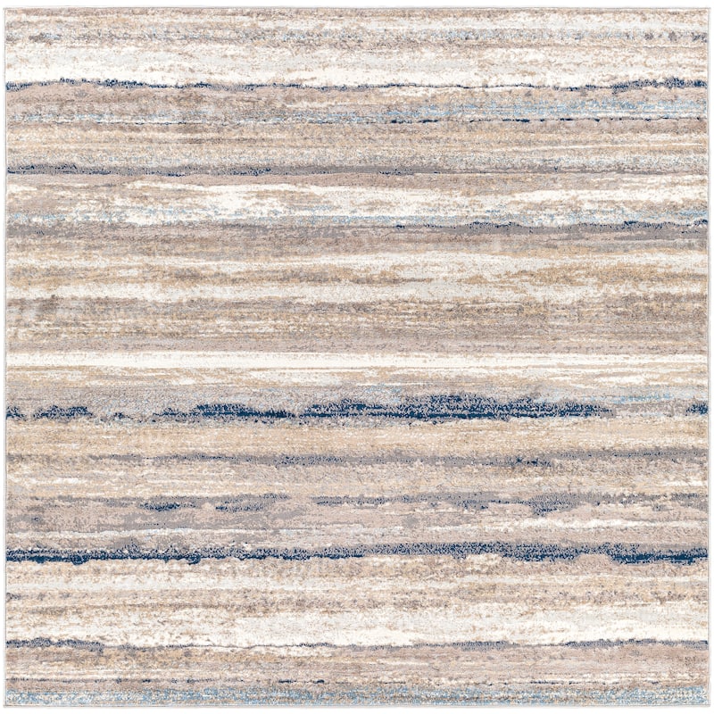 Livabliss Ajax Modern Striped Area Rug - Blue/Grey - 7'10" Square