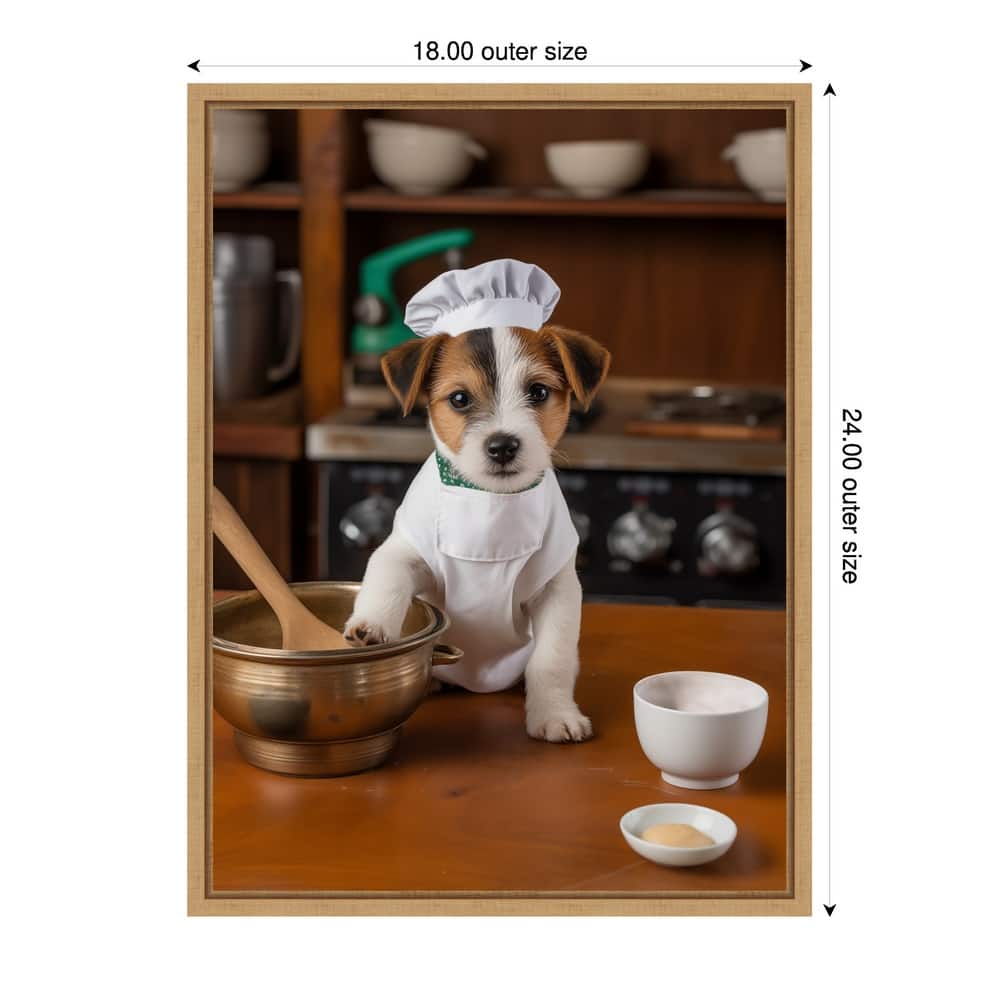 Jack Russell Puppy Chef by Andreas Magnusson Framed Canvas Wall Art
