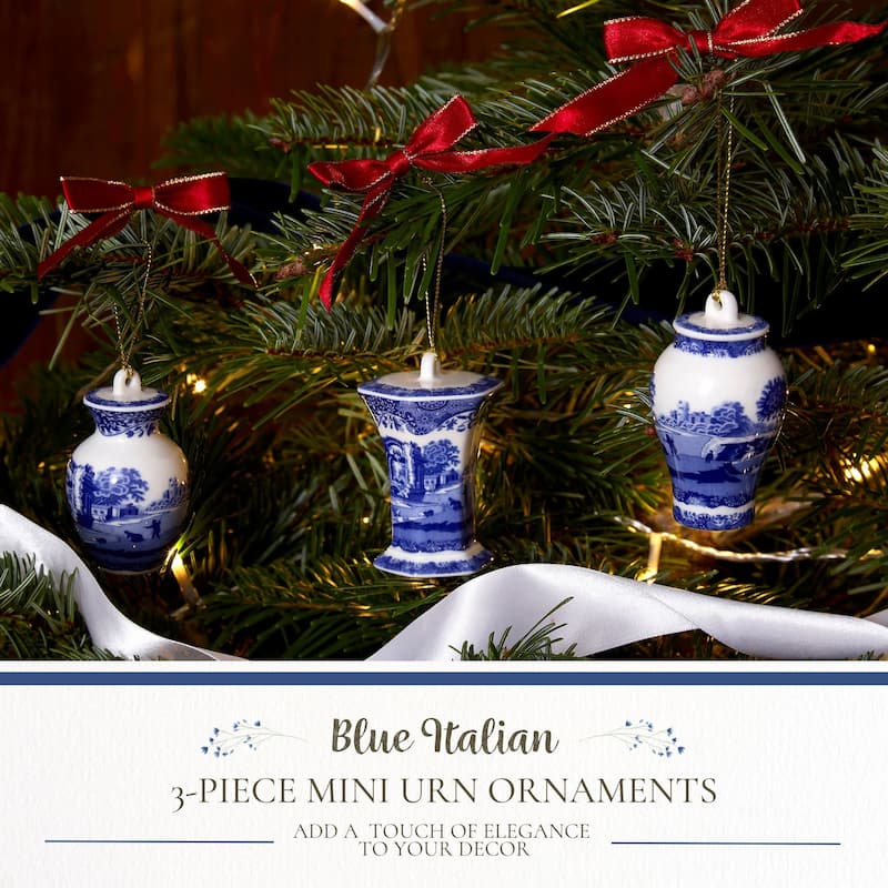 Spode Set of 3 Blue Italian Mini Urn Ornaments