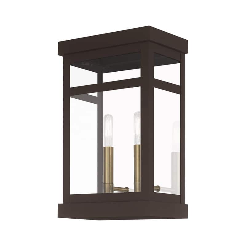 Livex Lighting 2-light Bronze Outdoor Wall Lantern, 20705-07 - 9.25" W X 15" H X 6.375" EXT