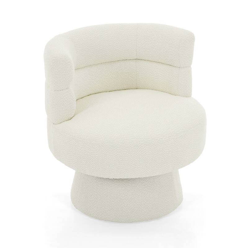Roomfitters Contemporary 360° Swivel Barrel Chair, Premium Boucle Upholstered Accent Lounge Chair with 330 lbs, Cream White