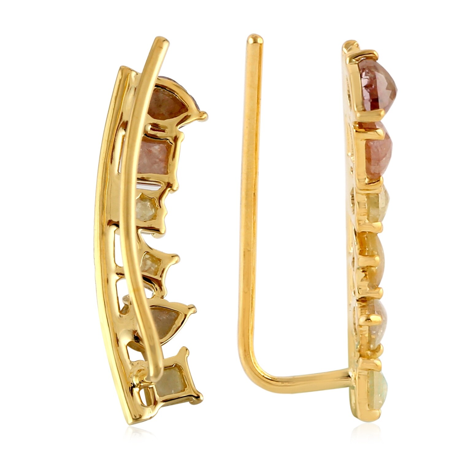 Shop Black Friday Deals On Ice Diamond 18kt Yellow Gold Ear Climbers Women S Jewelry Mother S Day Black Friday Sale On Sale Overstock 30800876