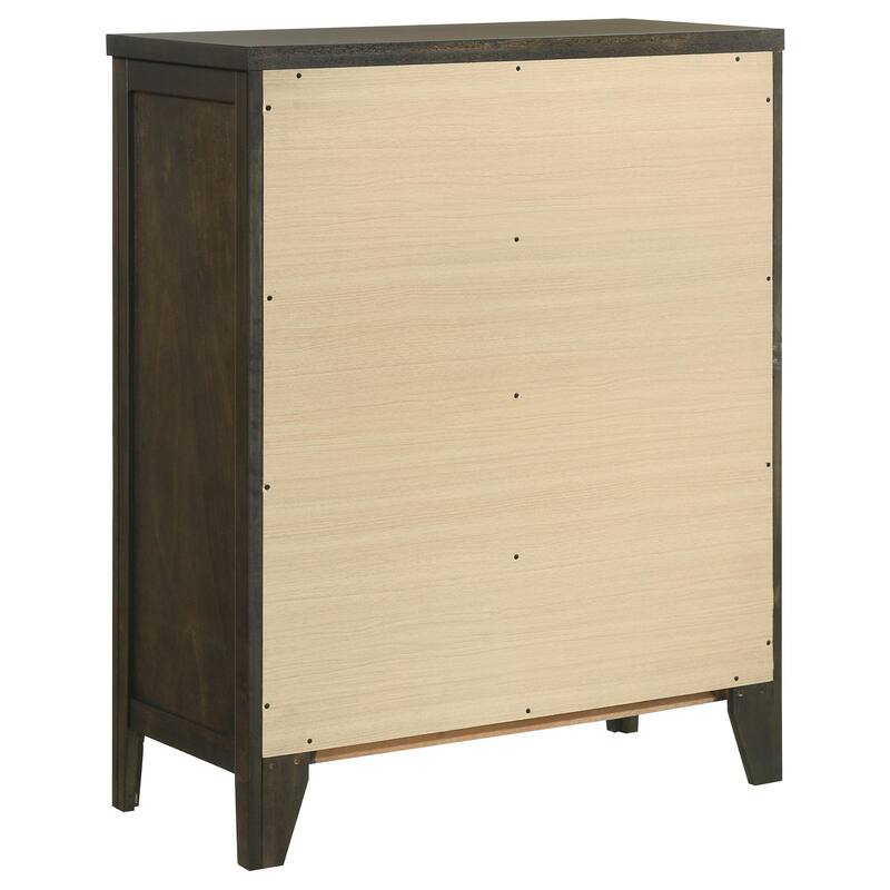 Wily Tall Dresser Chest, Dark Brown Wood, 4 Drawer, Round Nickel Knobs