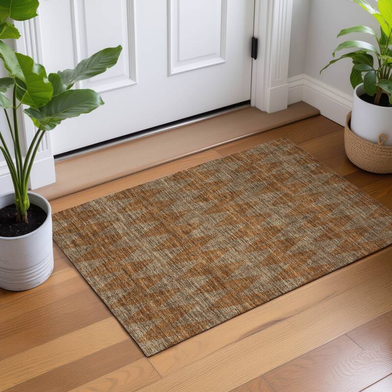 Machine Washable Indoor/ Outdoor Modern Zeke Chantille Rug