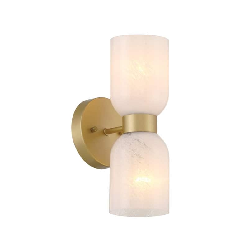 Shuman 2-light Mid-century Modern White Gold Wall Sconce with UL