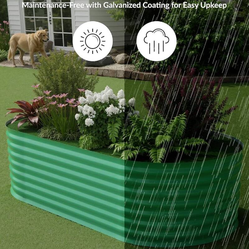 6x3x2ft 2Pcs Galvanized Raised Garden Bed Planter Boxes Outdoor, Green for Vegetables, Fruits, Flowers, Herbs - N/A