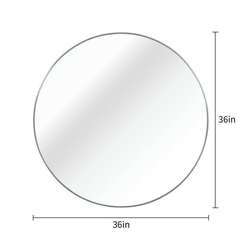 GDFStudio - Lucent Modern Round Bathroom Vanity Decorative Mirror with Statement Scale Design & Metal Frame