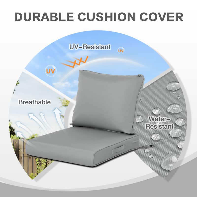 Aoodor Outdoor Chair Cushions Set, Water Resistant Deep Seat Cushions