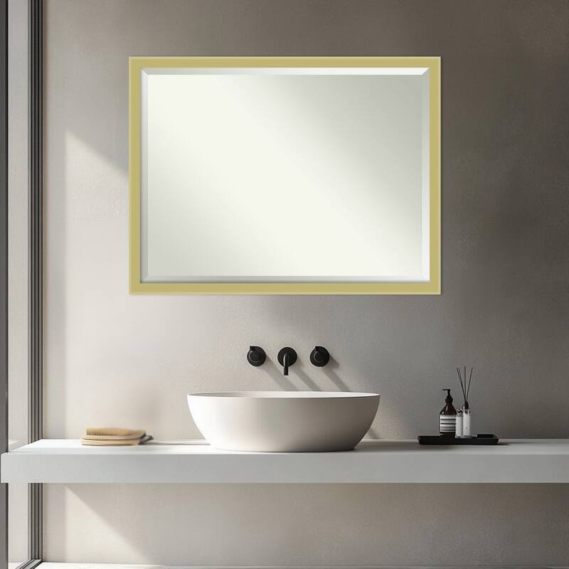 Incline Beveled Wood Framed Bathroom Vanity Wall Mirror