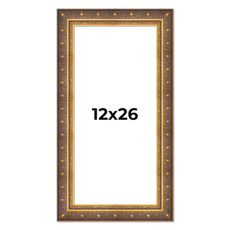 12x26 Frame Vintage Gold Solid Wood Picture Frame | 2.5 Inch Moulding