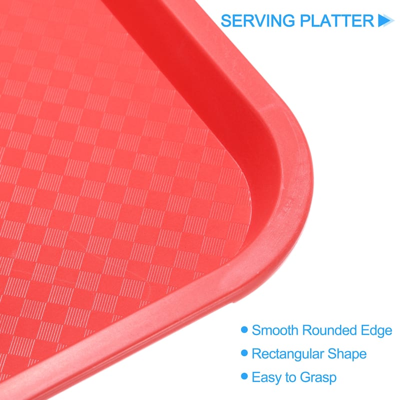 10" x 14" Plastic Fast Food Trays Bulk Rectangular Serving Trays, Red