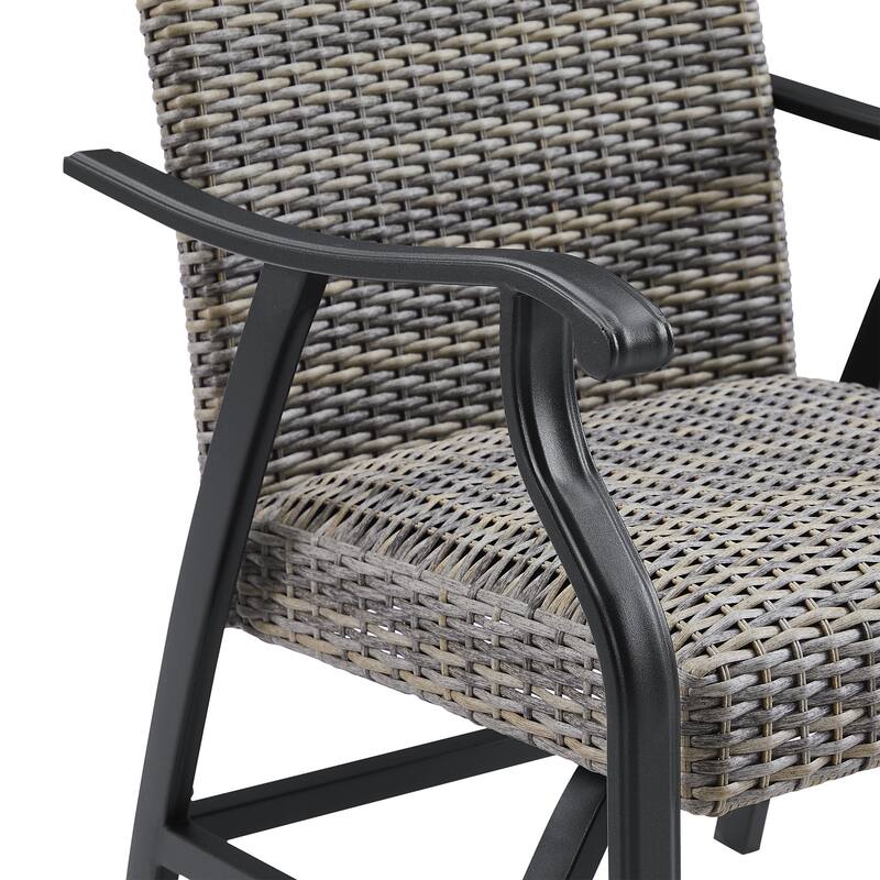Outdoor Dining Chairs Patio Wicker Padded Rocking Motion Arm Chairs