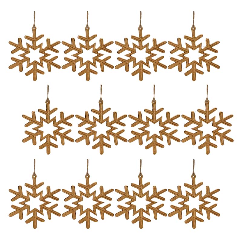 Gold Metal Snowflake Ornament (Set of 12)