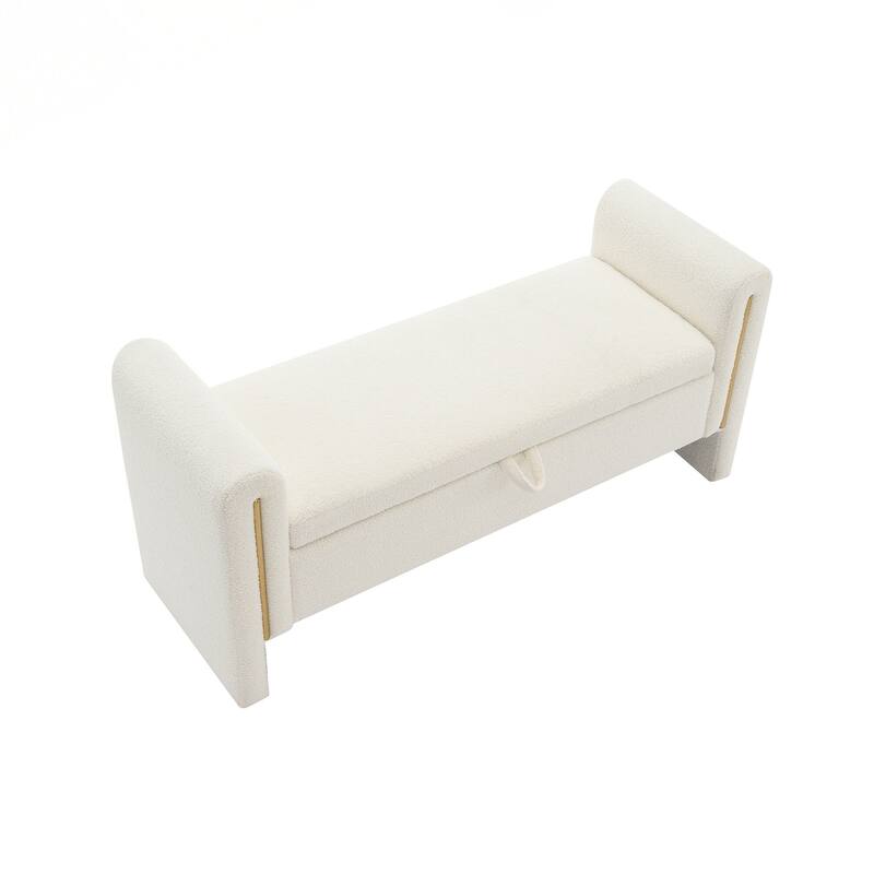 Bench with Arms and Storage,Upholstered Large Foot Rest Stool, Comfy Window Vanity Bench for Living Room,Bedroom,Dorm