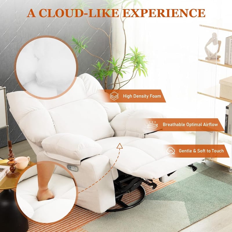 XINMICS Swivel Recliner Chair, Glider Rocking Power Recliner with Massage and Heated (Set of 2)