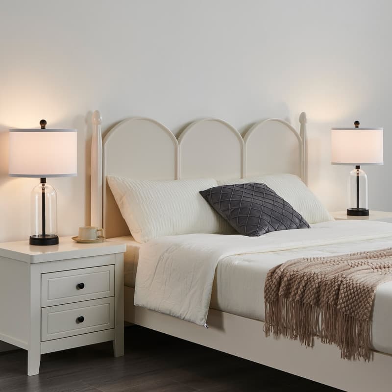 KAWOTI 22 inch Modern Clear Glass Bedside Table Lamp Set (set of 2) - W 12" * H 22"