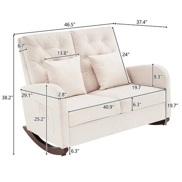 2-seat Indoor Rocking Chair High Back with Pillow and Side Bag - Bed ...