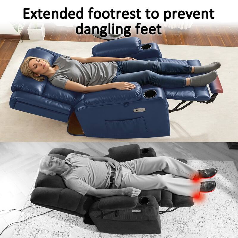 MCombo Lay Flat Dual Motor Power Lift Recliner Chair Sofa with Heat and Massage, Infinite Position, Faux Leather 7661