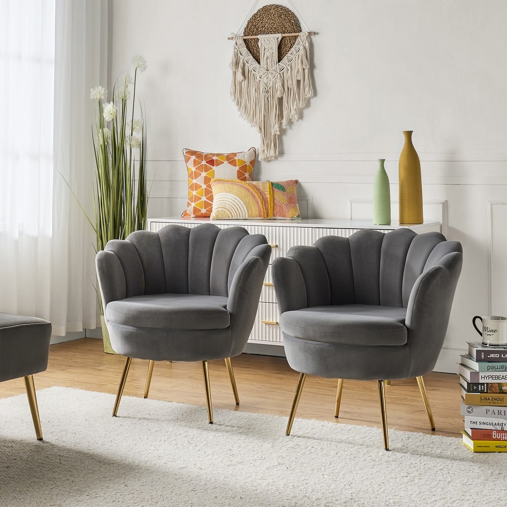 Xabier Cute Modern Upholstered Barrel Chair Accent Chair with Tufted Back Set of 2 by HULALA HOME