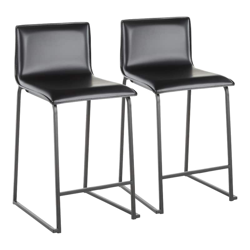 Porch & Den Mara Upholstered Counter Stool in Black Metal (Set of 2) - N/A
