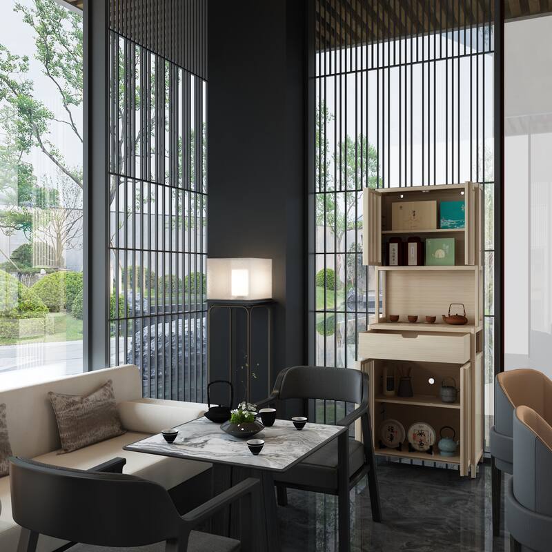 double-door bamboo high-capacity storage cabinet for main living spaces such as dining rooms, bedrooms, and living room