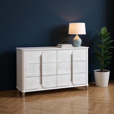 HomeRoots 63" Gray Wood Six Drawer Double Dresser