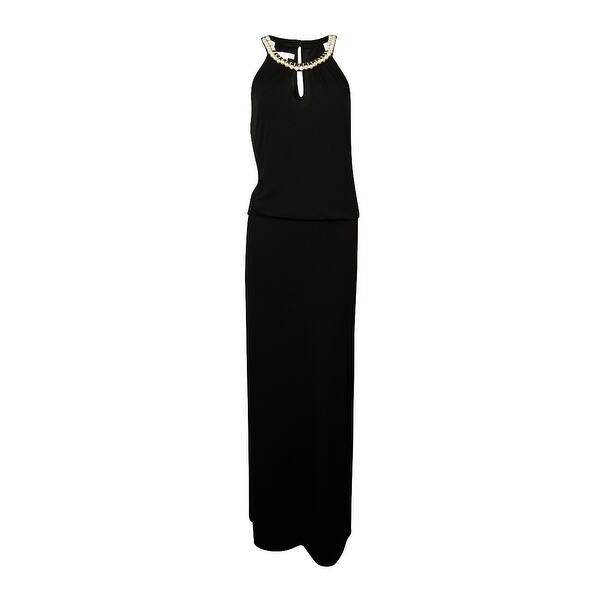 Shop London Times Women S Blouson Beaded Keyhole Slit Maxi Dress
