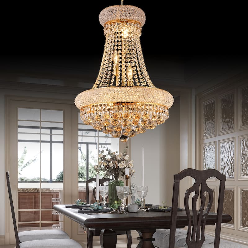 Crystal Chandelier French Empire Ceiling Light with LED Bulbs