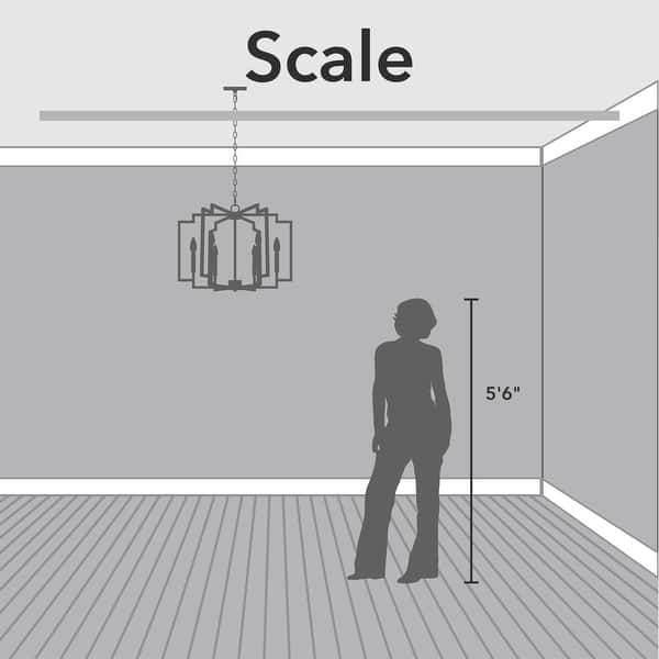 dimension image slide 0 of 8, Hunter Zoanne 6-Light Modern Geometric Chandelier - Entry, Dining Room - Contemporary, Transitional