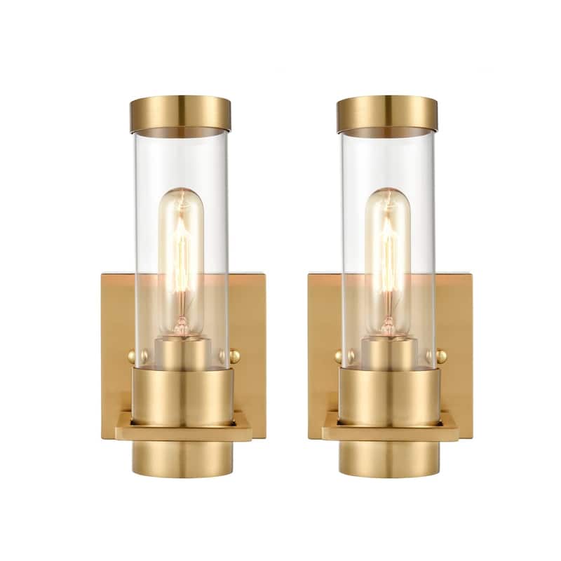 Clara Modern Wall Sconce with Cylinder Clear Glass Shade Set of 2