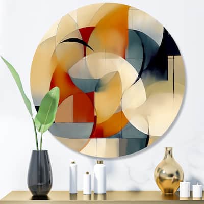 Designart "Exploring Abstracted Patterns I" Modern Geometric Metal Round Wall Art